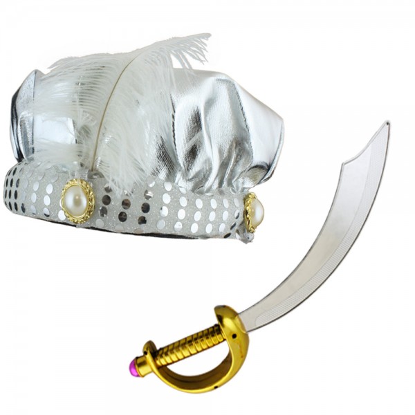SET &quot;Schwert und orientalischer Hut&quot; Sultan Orient Wunderlampe Karneval Kostüm