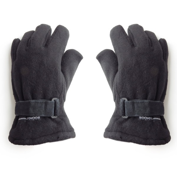 Handschuhe Winter Finger Fleece Schwarz Klettverschluss