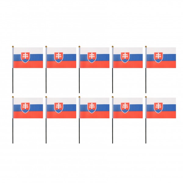 Mini Handfahnen 10 Stück Set &quot;Slowakei&quot; Slovakia EM WM Flaggen Fanartikel