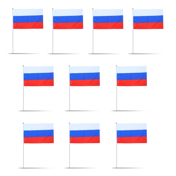 10er Set Fahne Flagge Winkfahne &quot;Russland&quot; Russia Handfahne EM WM