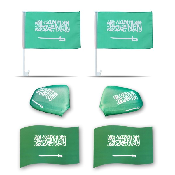 Fanpaket fürs Auto EM &quot;Saudiarabien&quot; Saudi Arabia Fußball 3D Magnet Außenspiegel Flaggen