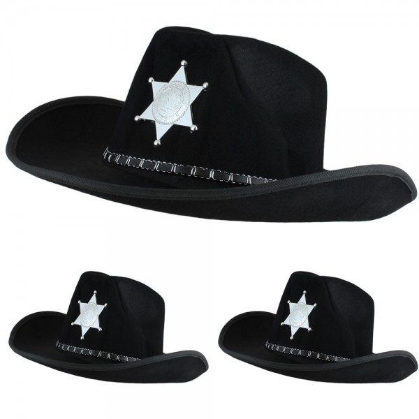 3 Pieces Cowboy Hat &quot;Sheriff&quot; Western Costume Carneval