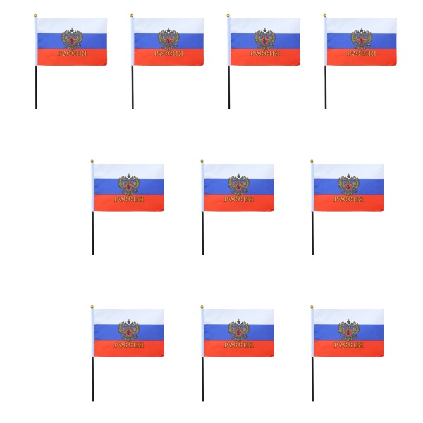 Mini Handfahnen 10 Stück Set &quot;Russland&quot; Russia EM WM Flaggen Fanartikel