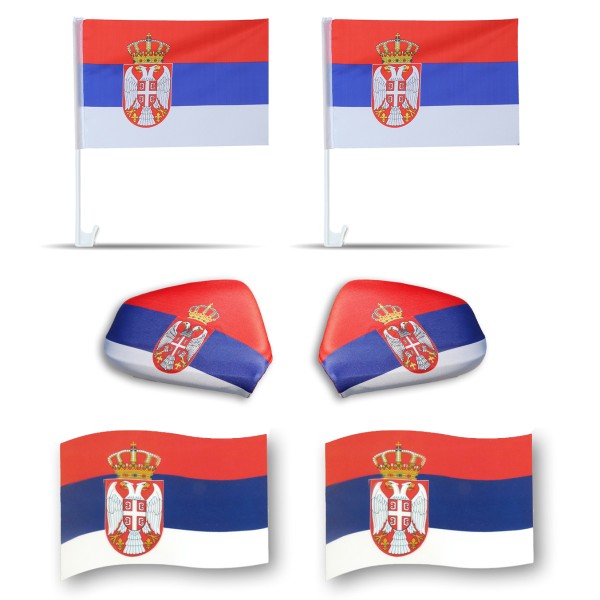 Fanpaket fürs Auto EM &quot;Serbien&quot; Serbia Fußball 3D Magnet Außenspiegel Flaggen