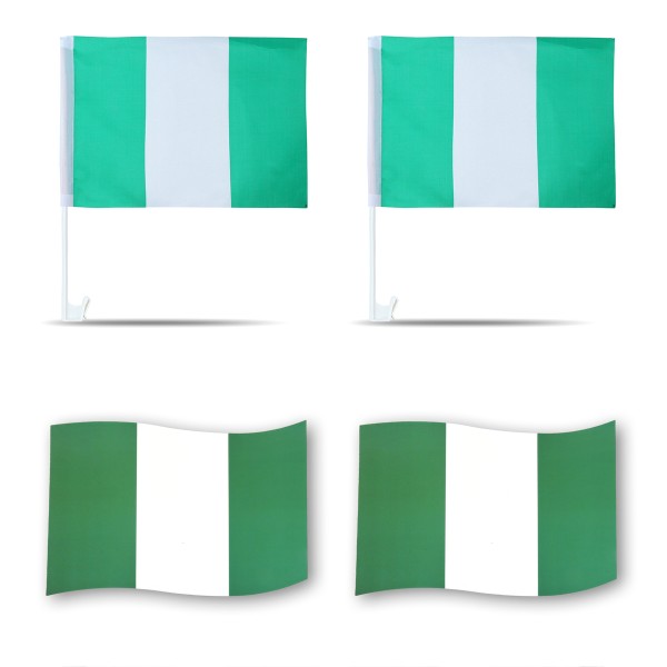 Fanpaket fürs Auto EM &quot;Nigerien&quot; Nigeria Fußball Flaggen 3D Magnet Fahren Autofahnen