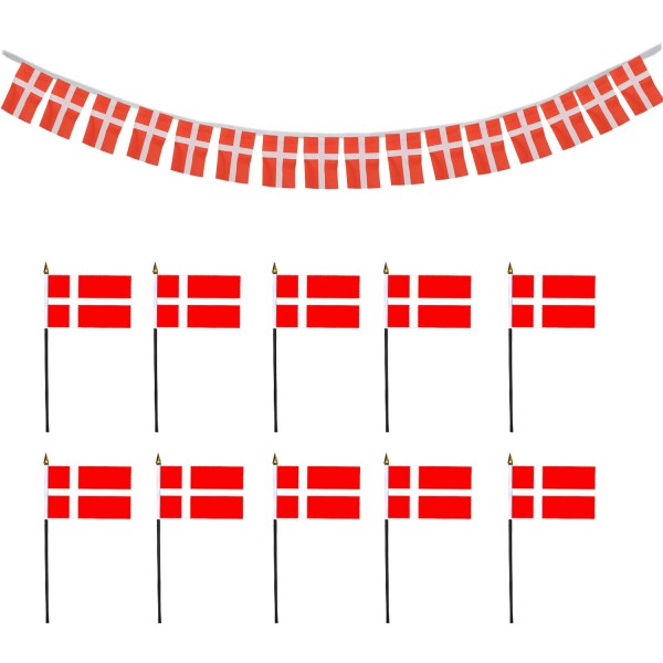 FANSET EM Fußball &quot;Dänemark&quot; Denmark Girlande 10x Handflaggen