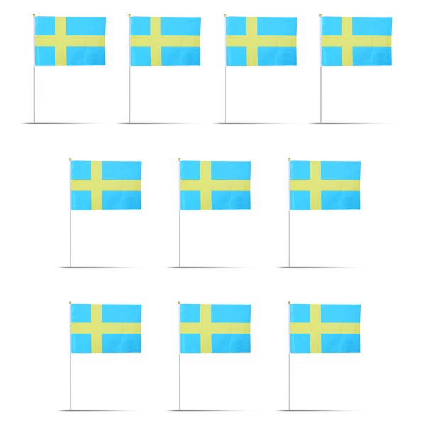 10er Set Fahne Flagge Winkfahne &quot;Schweden&quot; Sweden Handfahne EM WM
