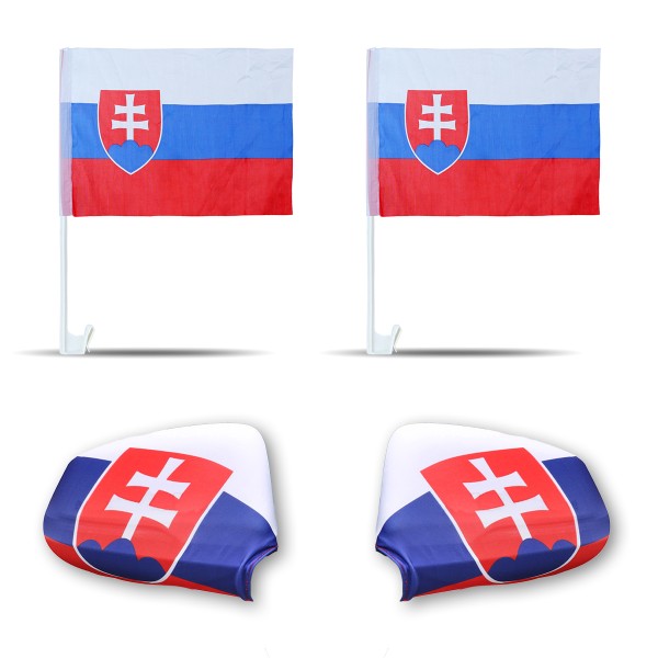 Fan-Paket-3 &quot;Slowakei&quot; Slovakia WM EM Länder Fußball Flaggen Fahren Autoset Spiegelflaggen