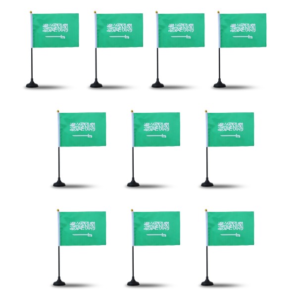 Mini Handfahnen mit Tischständer Fuß 10 Stück Set &quot;Saudi-Arabien&quot; Saudi Arabia EM WM Flaggen Fanarti