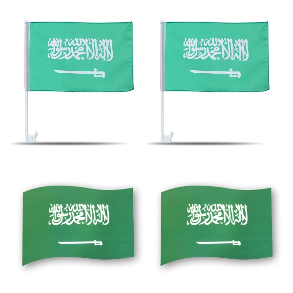 Fanpaket fürs Auto EM &quot;Saudiarabien&quot; Saudia Arabia Fußball Flaggen 3D Magnet Fahren Autofahnen