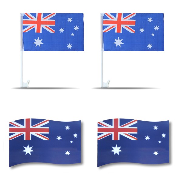 Fanpaket fürs Auto EM &quot;Australien&quot; Australia Fußball Flaggen 3D Magnet Fahren Autofahnen
