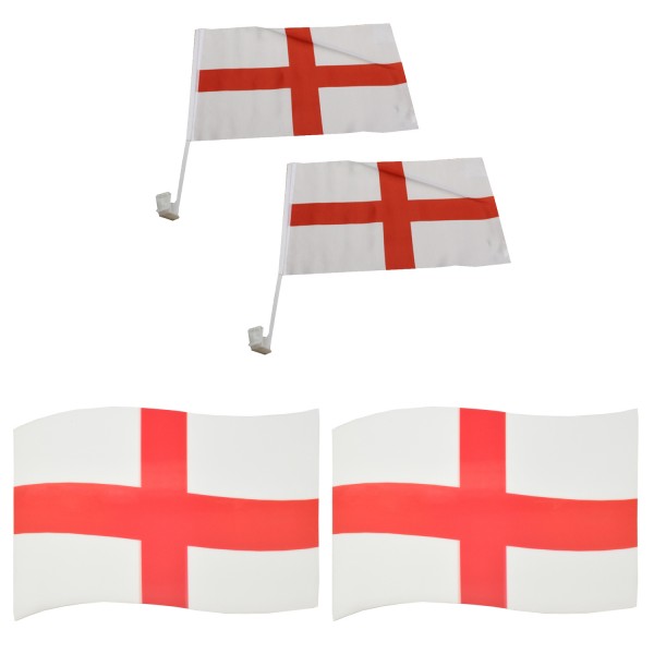 Fanpaket fürs Auto EM &quot;England&quot; Fußball Flaggen 3D Magnet Fahren