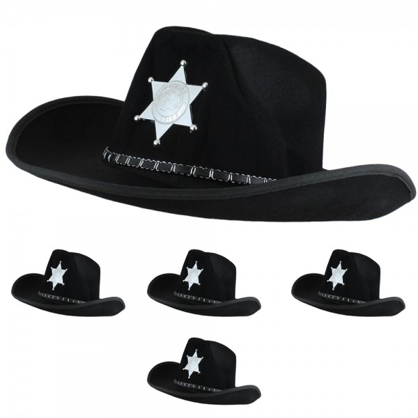 5 Pieces Cowboy Hat &quot;Sheriff&quot; Western Costume Carneval