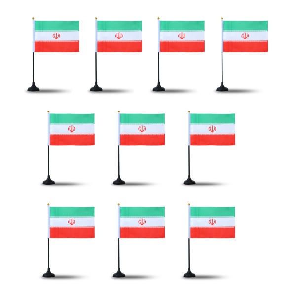 Mini Handfahnen mit Tischständer Fuß 10 Stück Set &quot;Iran&quot; EM WM Flaggen Fanartikel