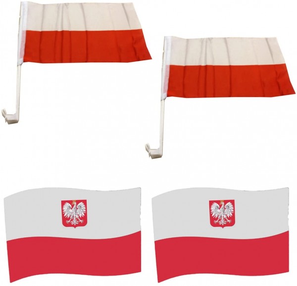 Fanpaket fürs Auto EM &quot;Polen&quot; Poland Polska Fußball Flaggen 3D Magnet Fahren