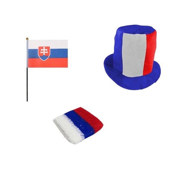 FANSET EM Fußball &quot;Slowakei&quot; Slovakia Zylinder Hut Schweißband Mini Flagge
