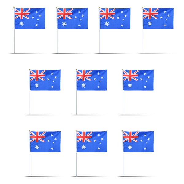 10er Set Fahne Flagge Winkfahne &quot;Australien&quot; Australia Handfahne EM WM