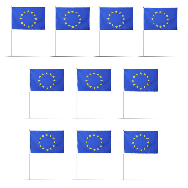 10er Set Fahne Flagge Winkfahne &quot;Europa&quot; Europe Handfahne EM WM