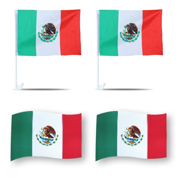 Fanpaket fürs Auto EM &quot;Mexiko&quot; Mexico Fußball Flaggen 3D Magnet Fahren Autofahnen