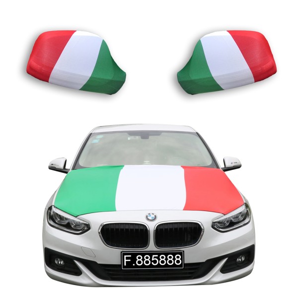 Fanset Auto EM &quot;Italien&quot; Italy Fußball Motorhaube Außenspiegel Flagge