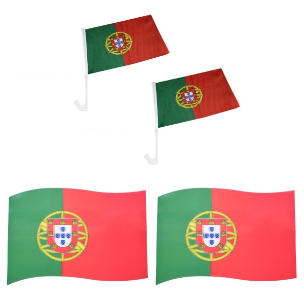 Fanpaket fürs Auto EM &quot;Portugal&quot; Fußball Flaggen 3D Magnet Fahren