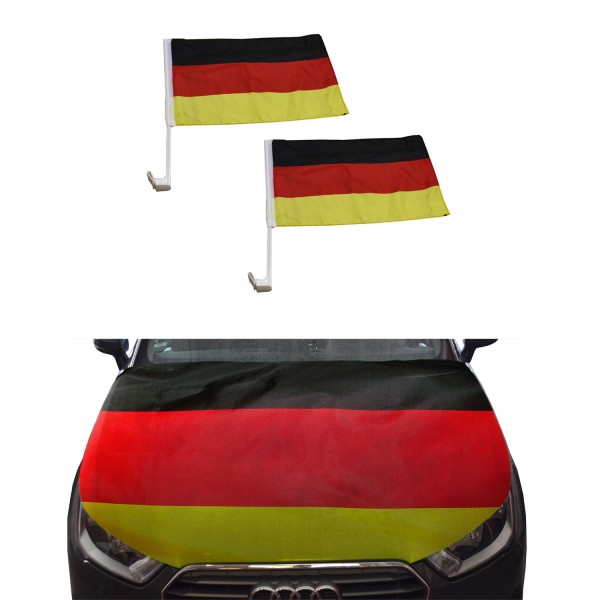 Auto-Fan-Paket EM &quot;Deutschland&quot; Germany Fußball Flaggen Außenspiegel 3D Magnet Motorhaubenüberzug