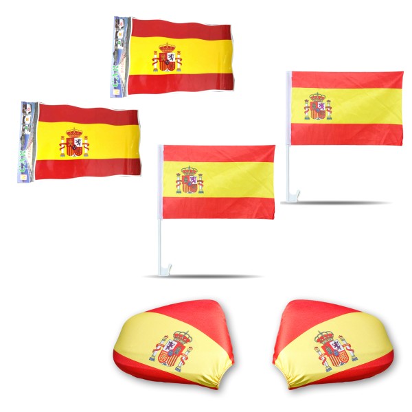 Fan-Paket Auto &quot;Spanien&quot; Spain Espana EM WM Länder Fußball Flaggen Außenspiegel Sticker