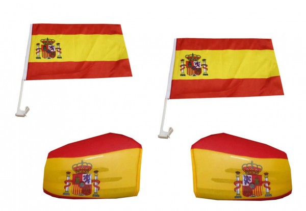 Fan-Paket-3 &quot;Spanien&quot; Spain Espana WM EM Länder Fußball Flaggen Fahren Autoset Spiegelflaggen