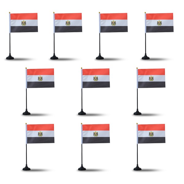 Mini Handfahnen mit Tischständer Fuß 10 Stück Set &quot;Ägypten&quot; Egypt EM WM Flaggen Fanartikel