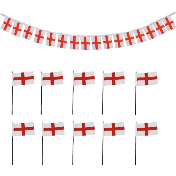 FANSET EM Fußball &quot;England&quot; Girlande 10x Handflaggen