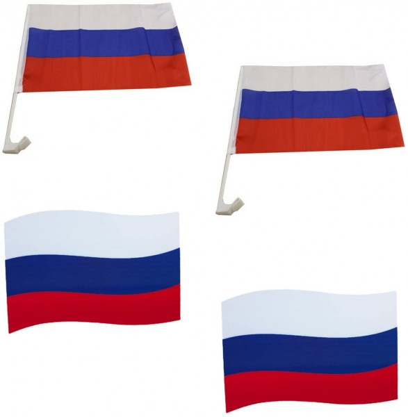 Fanpaket fürs Auto EM &quot;Russland&quot; Russia Fußball Flaggen 3D Magnet Fahren