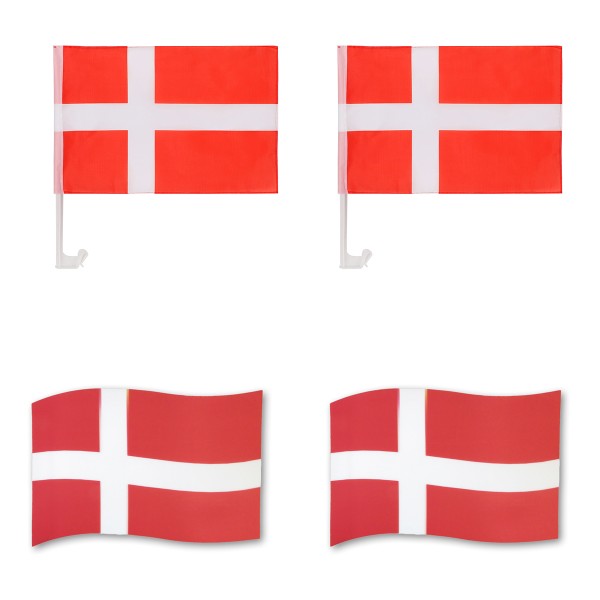 Fanpaket fürs Auto EM &quot;Dänemark&quot; Denmark Fußball Flaggen 3D Magnet Fahren