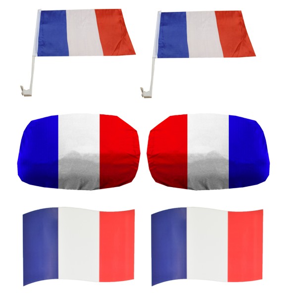 Fanpaket fürs Auto EM &quot;Frankreich&quot; France Fußball 3D Magnet Außenspiegel Flaggen