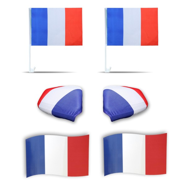 Fanpaket fürs Auto EM &quot;Frankreich&quot; France Fußball 3D Magnet Außenspiegel Flaggen
