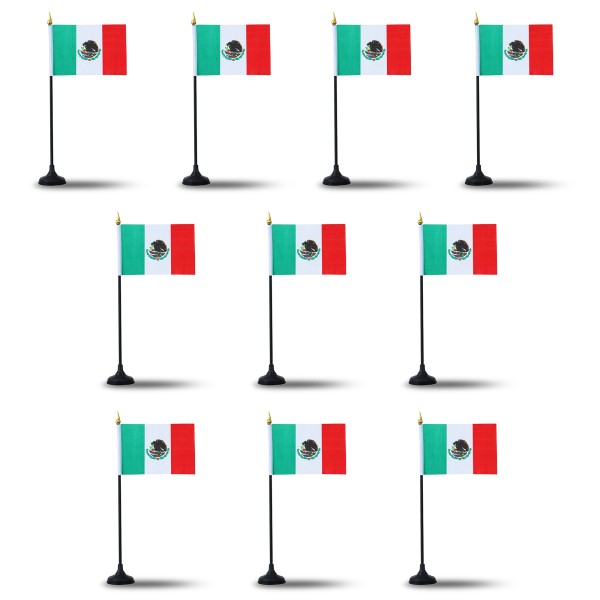Mini Handfahnen mit Tischständer Fuß 10 Stück Set &quot;Mexiko&quot; Mexico EM WM Flaggen Fanartikel