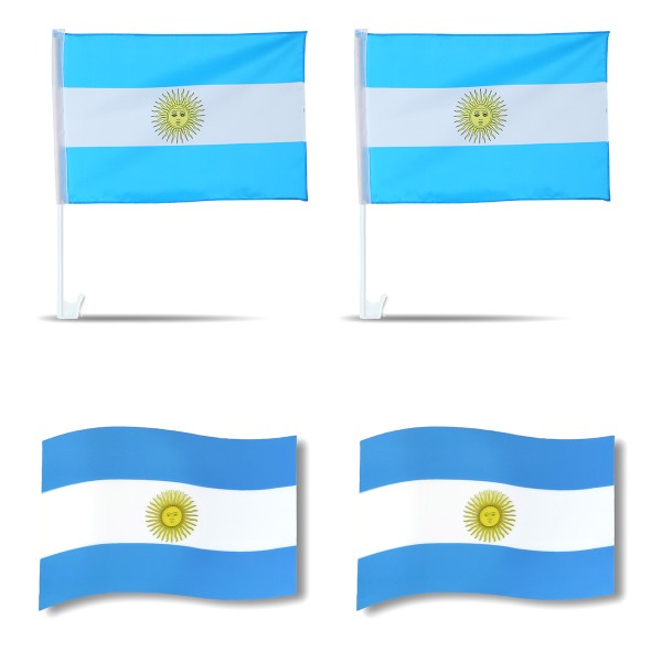 Fanpaket fürs Auto EM &quot;Argentinien&quot; Argentina Fußball Flaggen 3D Magnet Fahren Autofahnen