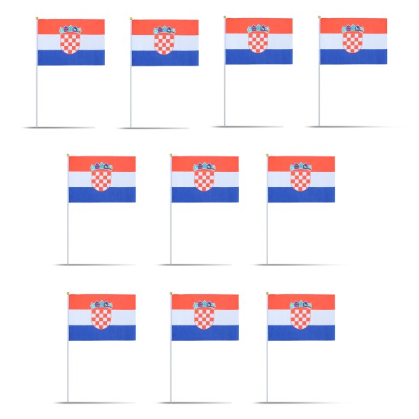 10er Set Fahne Flagge Winkfahne &quot;Kroatien&quot; Croatia Handfahne EM WM