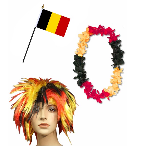 Fan Package Worldcup Football Wig Hawaiian Chain Flag Party SET-4-PM