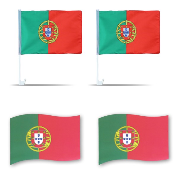 Fanpaket fürs Auto EM &quot;Portugal&quot; Fußball Flaggen 3D Magnet Fahren
