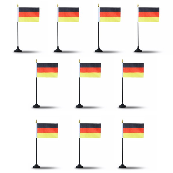 Mini Handfahnen mit Tischständer Fuß 10 Stück Set &quot;Deutschland&quot; Germany EM WM Flaggen Fanartikel