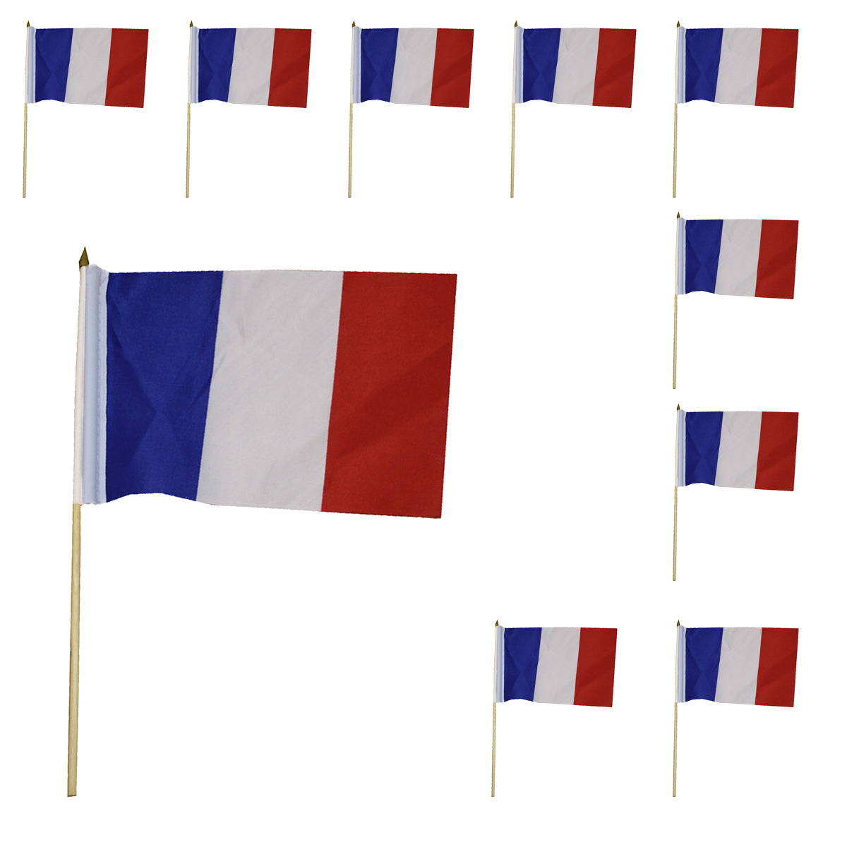 10er Pack Frankreich France STOCKFAHNE EM 2012 Fahne Flagge Fahnen Flaggen 