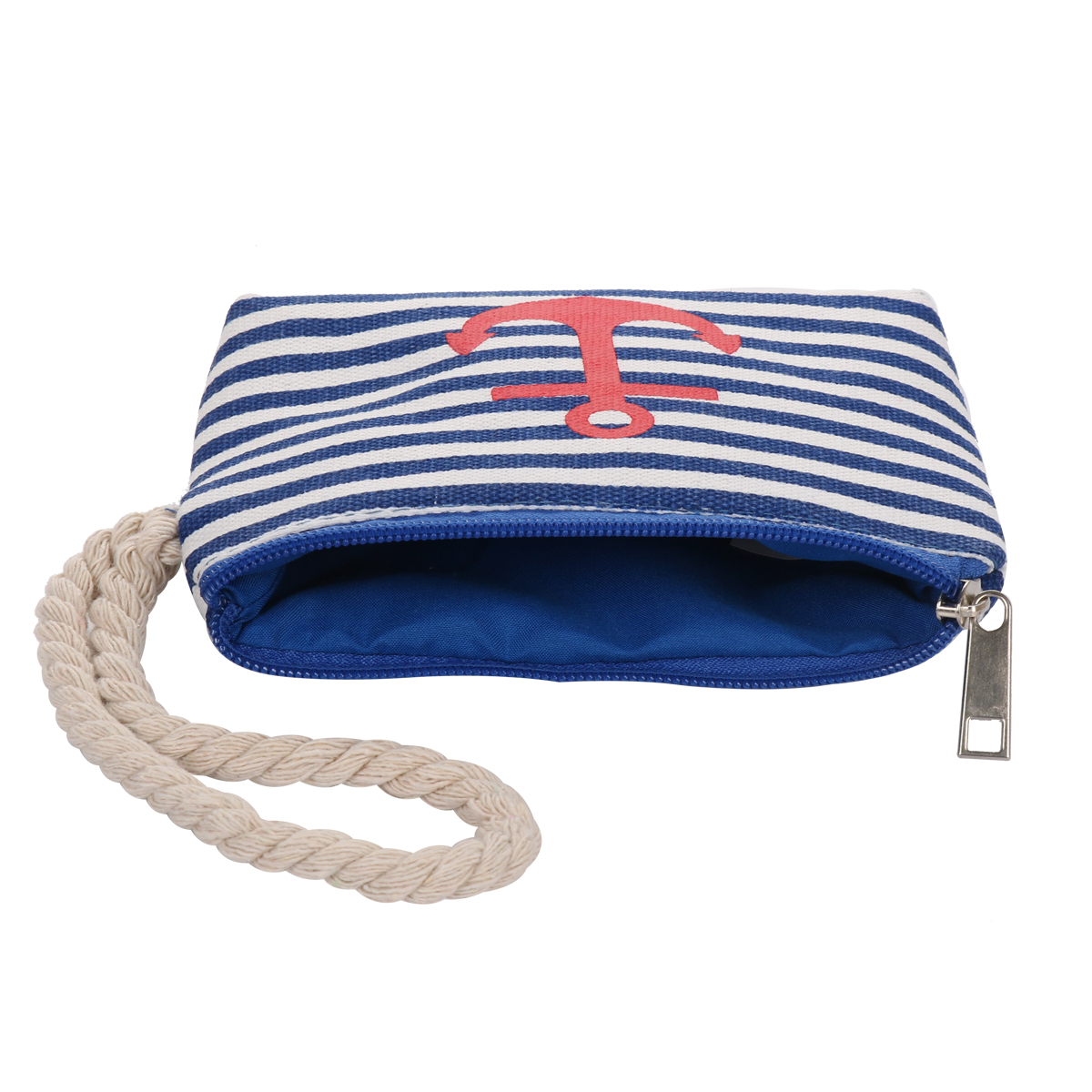 Sonia Originelli Geldbeutel Anker Mini Tasche Maritim Streifen Kordel Farbe Blau-Rot 