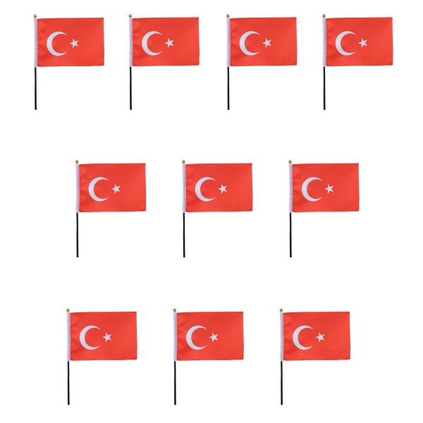 Mini Handfahnen 10 Stück Set &quot;Türkei&quot; Türkise Turkey EM WM Flaggen Fanartikel