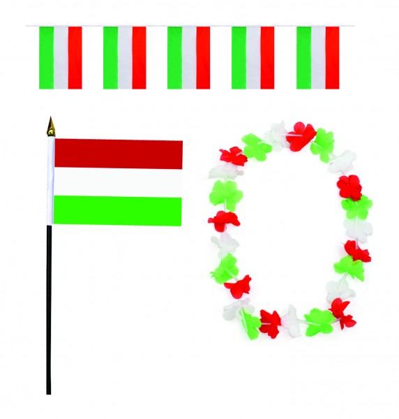 FANSET EM Fußball &quot;Ungarn&quot; Hungary Girlande Mini Hand Flagge Hawaiikette