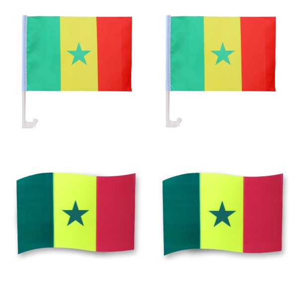 Fanpaket fürs Auto EM &quot;Senegal&quot; Fußball Flaggen 3D Magnet Fahren Autofahnen