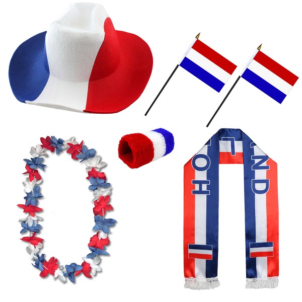 Fan-Paket &quot;Niederlande&quot; Netherlands Holland WM EM Fußball Schal Hawaiikette Hut Schweissband Fahne F
