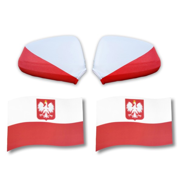 Fan-Paket EM &quot;Polen&quot; Polska Auto Außenspiegelflagge Magnete Fahren Fußball