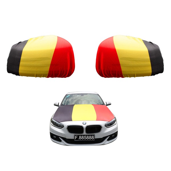 Fanset Auto EM &quot;Belgien&quot; Belgium Fußball Motorhaube Außenspiegel Flagge