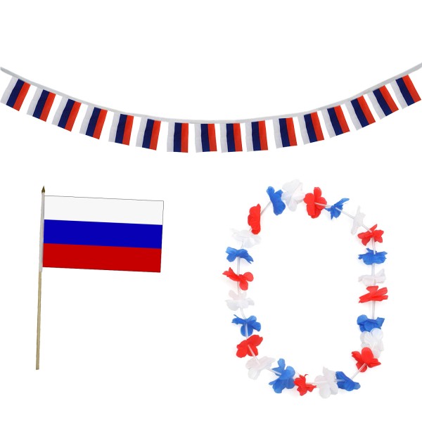 FANSET EM Fußball &quot;Russland&quot; Russia Girlande Mini Hand Flagge Hawaiikette