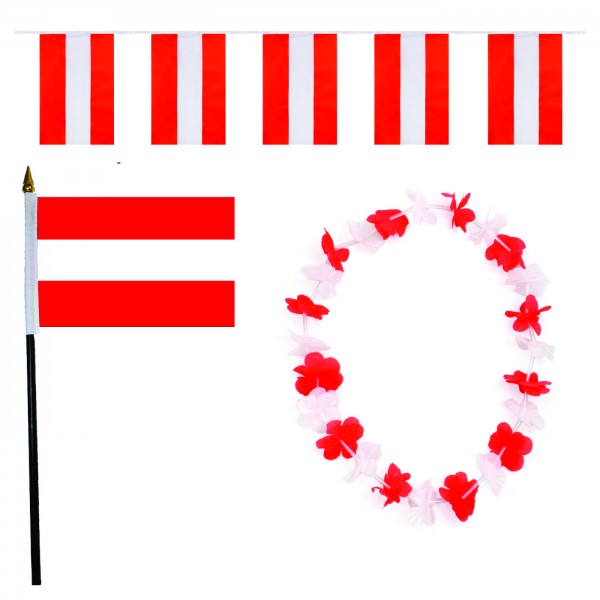 FANSET EM Fußball &quot;Österreich&quot; Austria Girlande Mini Hand Flagge Hawaiikette